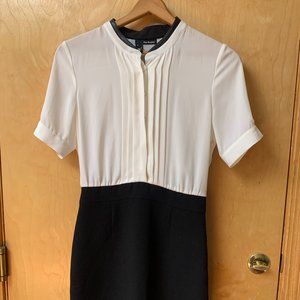 The Kooples pleated, sleeved, black and white dres